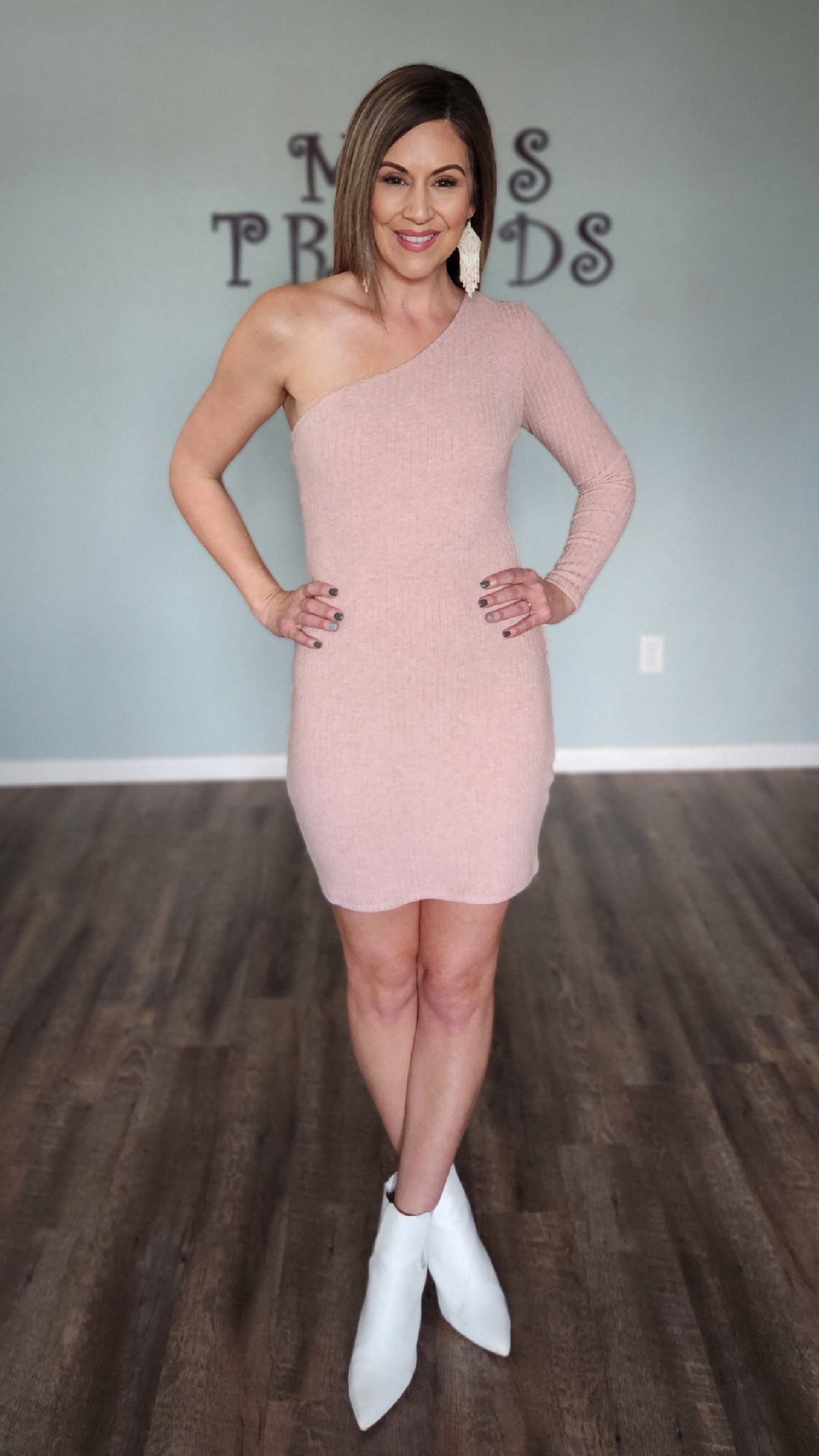 Versatility With Some Edge Sweater bodycon Dress-Pink